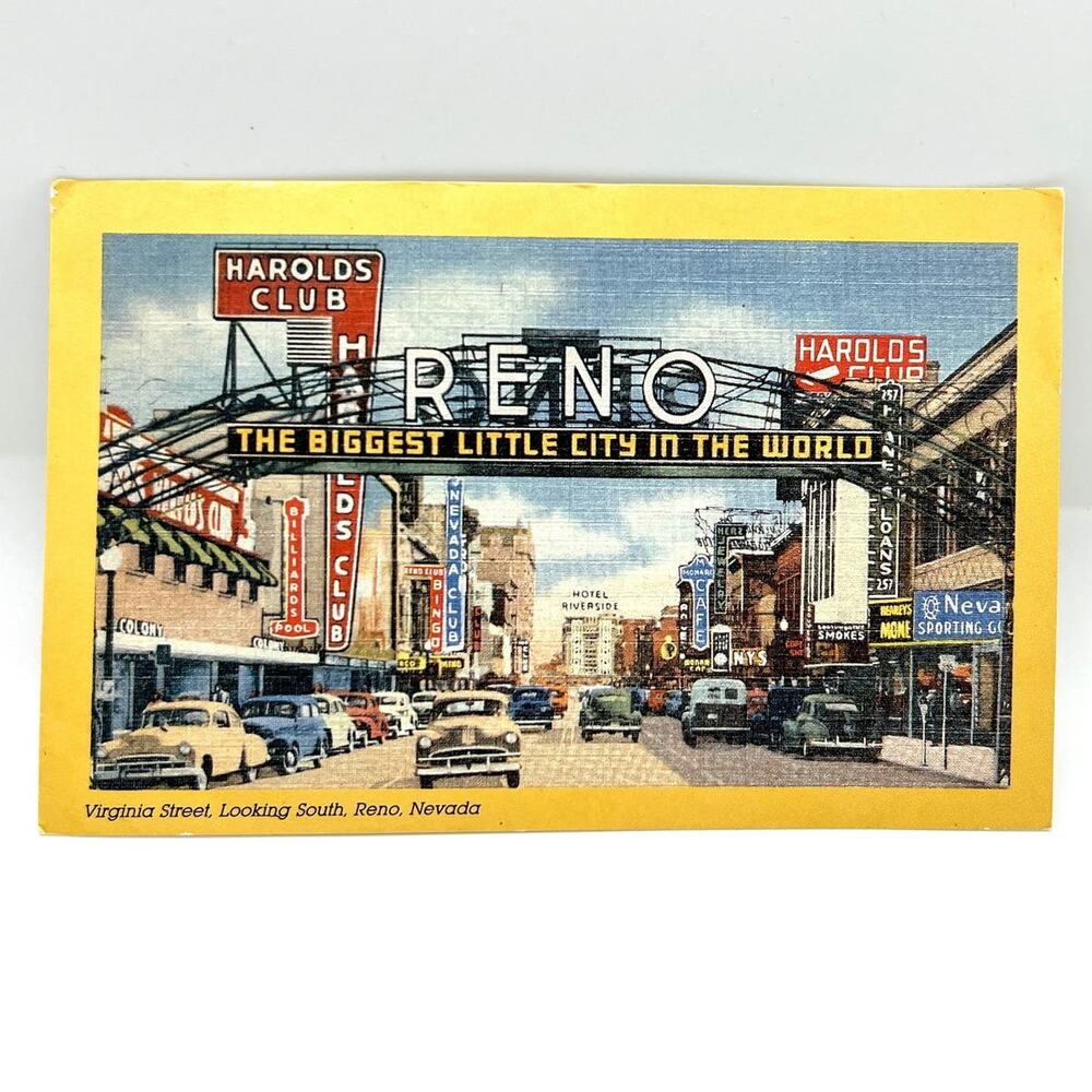 Vintage Reno, Nevada Postcard - Illustrated,‎ Biggest Little City in the World!